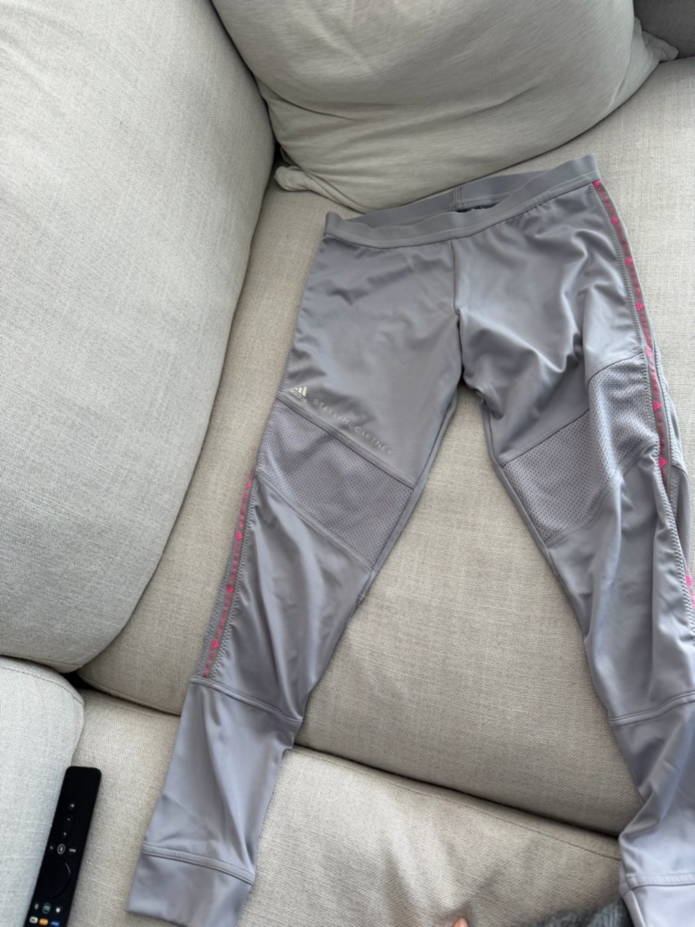 Stella McCartney Kids Gray Leggings with Pink Side Trim